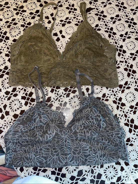 aerie Other - aerie Olive Green Lace Bralette & Slate Gray Lace Bralette Set